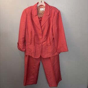 Emma James 2Pc Suit Blazer/Pants Women's Sz 14/16 Linen Blend Pink‎ Careerwear
